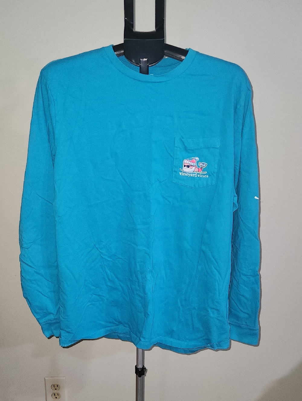 Vineyard Vines Men's Long-Sleeve Pocket Tee - Turquoise Blue. Size XL.